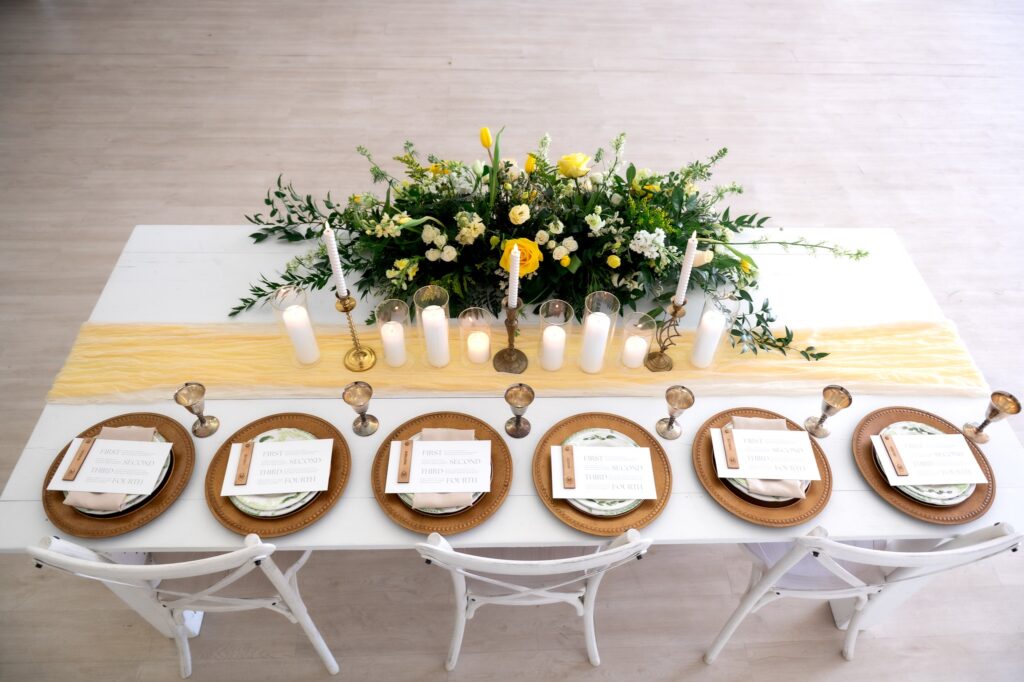 elegant wedding tablescape vineyard Virginia