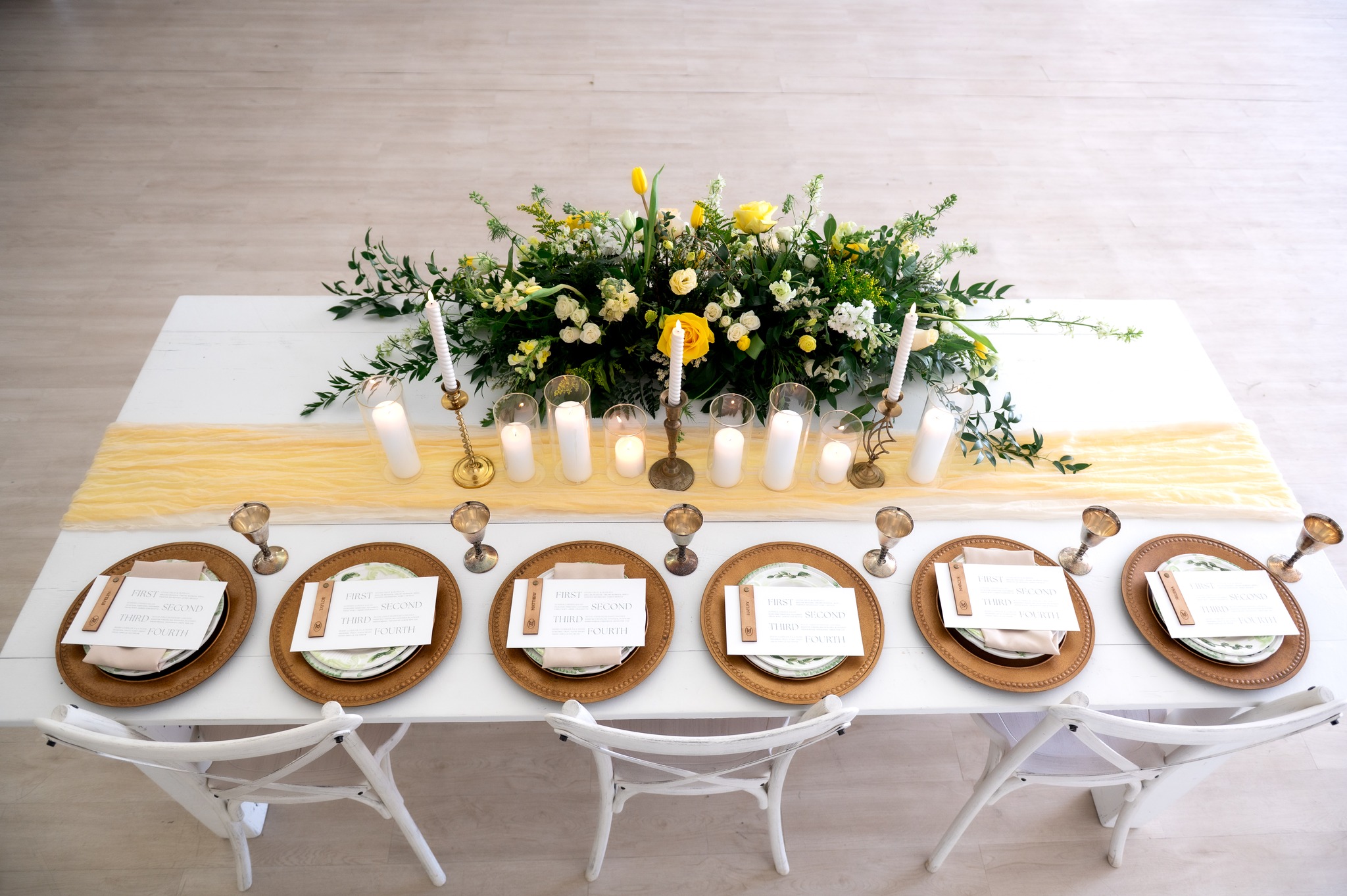 elegant wedding tablescape vineyard Virginia